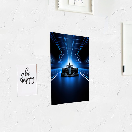Постер Формула 1 на абстрактном синем и черном фоне - фото 3