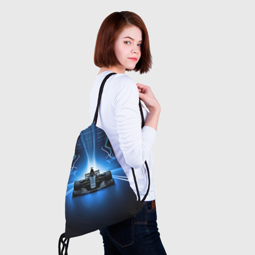 Рюкзак-мешок 3D Формула 1 на абстрактном синем и черном фоне - фото 5