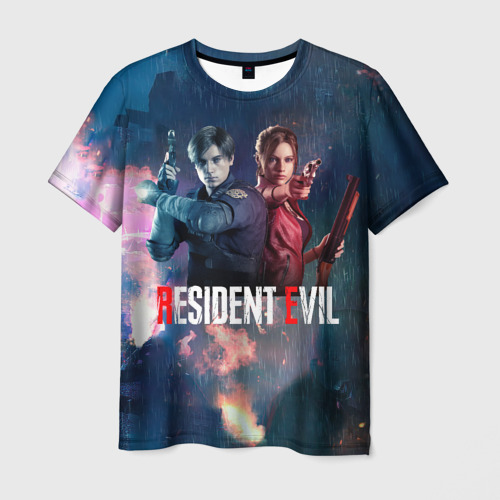 Мужская футболка с принтом Resident Evil game color, вид спереди №1