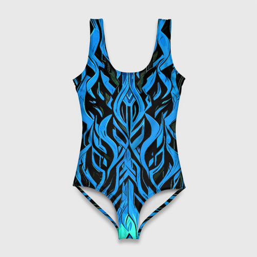 Женский купальник 3D Синий узор на чёрном фоне, цвет 3D печать
