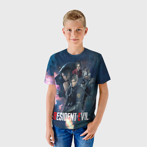 Детская футболка 3D с принтом Resident Evil game color, фото на моделе #1