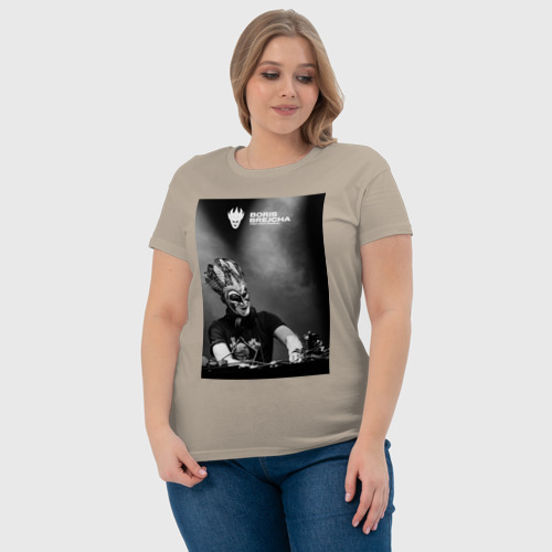 Женская футболка хлопок Boris Brejcha high tech minimal, цвет миндальный - фото 6