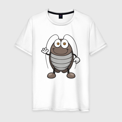 Мужская футболка из хлопка с принтом Милый тараканчик, вид спереди №1