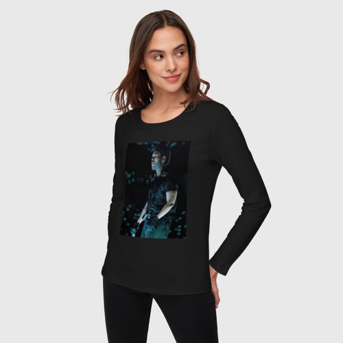 Женский лонгслив хлопок Звездное сияние , цвет черный - фото 3