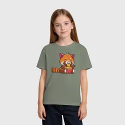 Детская футболка хлопок Красная панда ест лапшу - фото 2