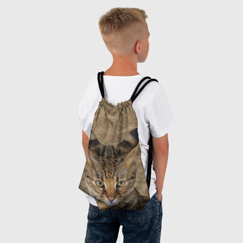 Рюкзак-мешок 3D Кот с полосатыми ушами  - фото 4