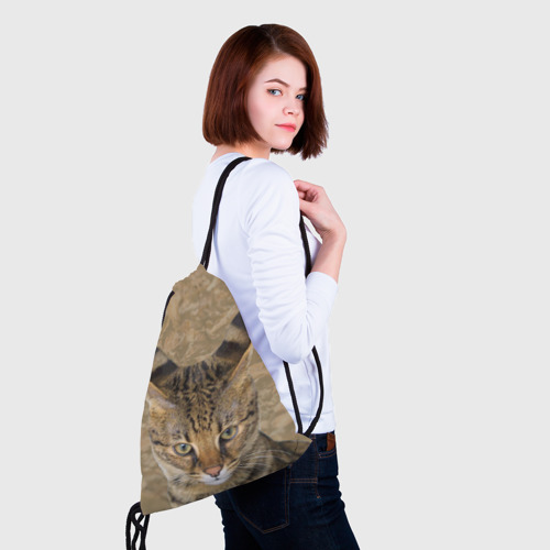 Рюкзак-мешок 3D Кот с полосатыми ушами  - фото 5