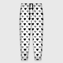 Мужские брюки 3D Черно-белые сердечки