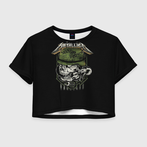 Женская футболка Crop-top 3D Metallica - skull, цвет 3D печать