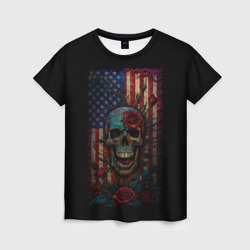 Женская футболка 3D Skull - USA