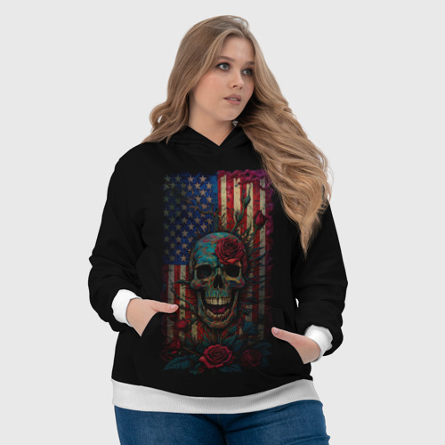 Женская толстовка 3D Skull - USA, цвет 3D печать - фото 6