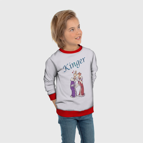 Детский свитшот 3D с принтом Кингер влюблен в свою королеву, вид сбоку #3