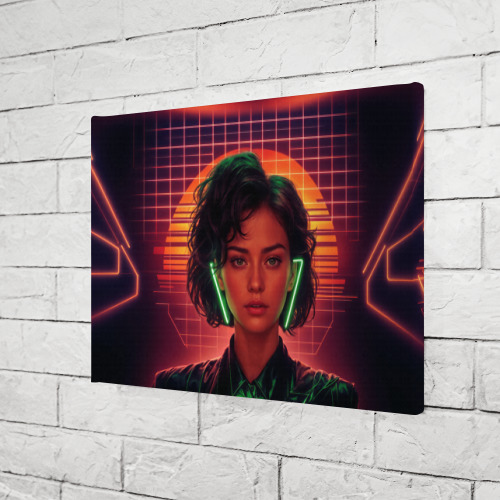 Холст прямоугольный Девушка в стиле кибер панк, цвет 3D печать - фото 3