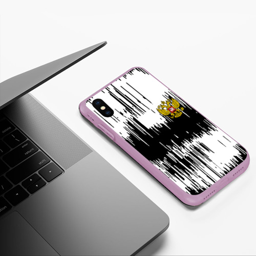 Чехол для iPhone XS Max матовый с принтом Россия герб штриховка, фото #5