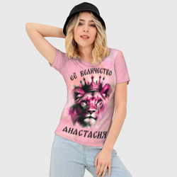 Женская футболка 3D Slim Её величество Анастасия - львица - фото 2