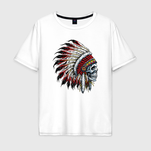 Мужская футболка из хлопка оверсайз с принтом Dead indian, вид спереди №1
