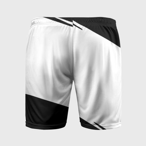 Мужские шорты спортивные с принтом Barcelona краски чёрные спорт, вид сзади #1