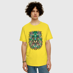 Мужская футболка хлопок Oversize Разноцветный лев - фото 2