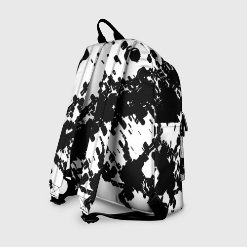 Рюкзак 3D с принтом Герб РФ краски чёрнобелый, вид сзади #1