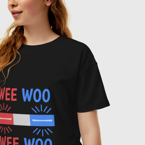 Женская футболка хлопок Oversize с принтом Wee woo, фото на моделе #1