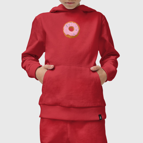 Детский костюм с толстовкой хлопок с принтом Вкусный пончик с глазурью, вид сбоку #3