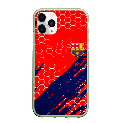 Чехол для iPhone 11 Pro матовый с принтом Барселона спорт краски текстура, вид спереди #2