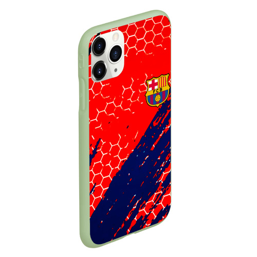 Чехол для iPhone 11 Pro матовый с принтом Барселона спорт краски текстура, вид сбоку #3