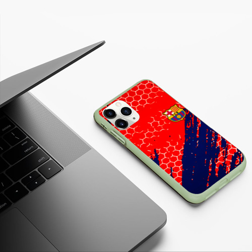 Чехол для iPhone 11 Pro матовый с принтом Барселона спорт краски текстура, фото #5