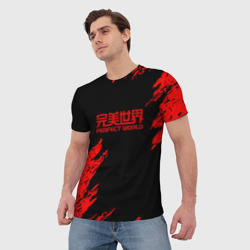 Мужская футболка 3D Perfectworld красные краски - фото 2