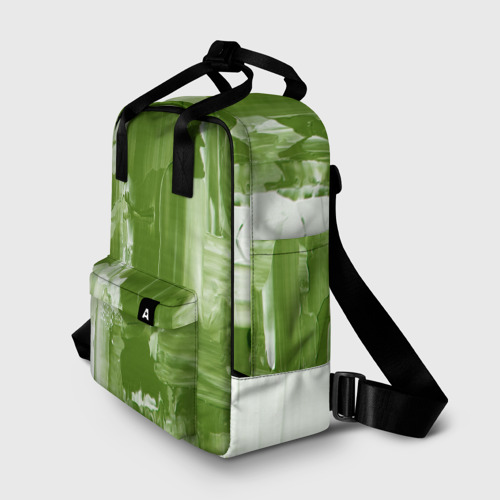 Женский рюкзак 3D Текстура белой и зелёной краски  - фото 2