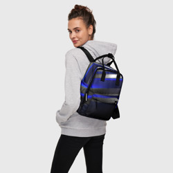 Женский рюкзак 3D Серебряные полосы на ярком синем фоне - фото 2