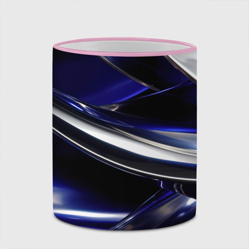 Кружка с полной запечаткой Синие и серебреные абстрактные полосы, цвет Кант розовый - фото 4