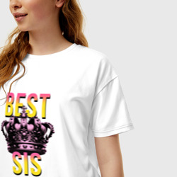 Женская футболка хлопок Oversize Best sis - фото 2