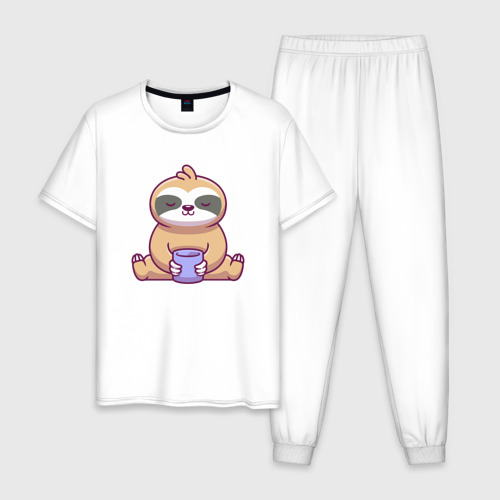 Мужская пижама хлопок Sloth chill , цвет белый