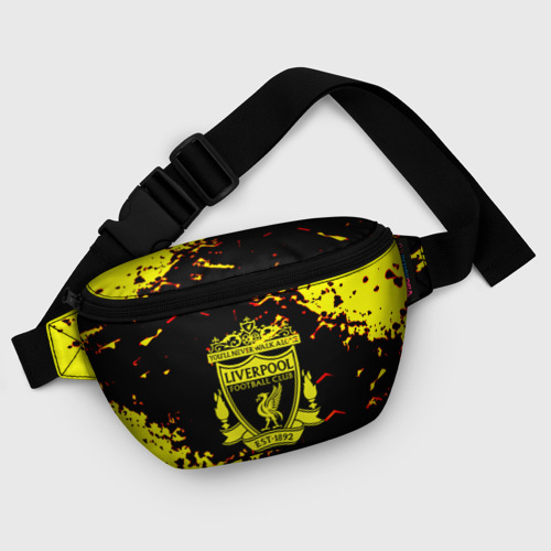 Поясная сумка 3D с принтом Liverpool жёлтые краски текстура, фото #5