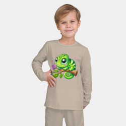 Детская пижама с лонгсливом хлопок Милый хамелеон на ветке - фото 2