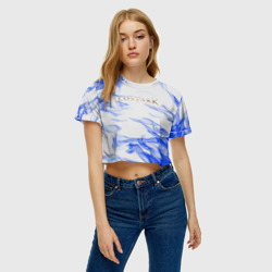 Женская футболка Crop-top 3D Lostark flame blue  - фото 2