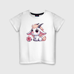 Козерог с цветком – Детская футболка хлопок с принтом купить со скидкой в -20%