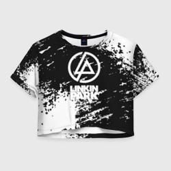 Женская футболка Crop-top 3D Linkin park logo краски текстура