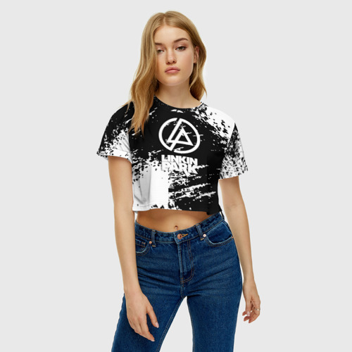 Женская футболка Crop-top 3D Linkin park logo краски текстура, цвет 3D печать - фото 4