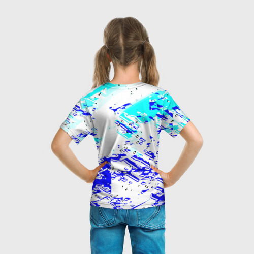 Детская футболка 3D с принтом Samurai cyberpunk краски, вид сзади #2