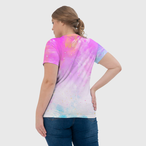 Женская футболка 3D с принтом Птички валентинки, вид сзади #2