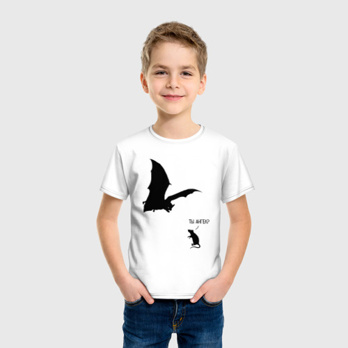 Детская футболка хлопок Летучая мышь ангел, цвет белый - фото 3