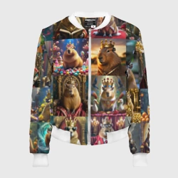 Женский бомбер 3D Коллаж капибара король в короне
