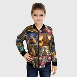 Детский бомбер 3D Коллаж капибара король в короне - фото 2