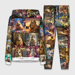 Женский костюм с толстовкой 3D Коллаж капибара король в короне