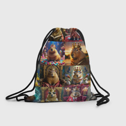 Рюкзак-мешок 3D Коллаж капибара король в короне
