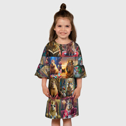 Детское платье 3D Коллаж капибара король в короне - фото 2