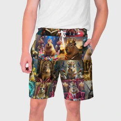 Мужские шорты 3D Коллаж капибара король в короне