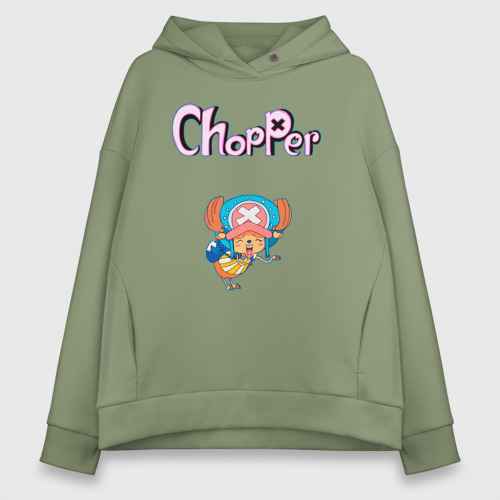 Женское худи Oversize хлопок Чоппер доктор из аниме ван пис, цвет авокадо